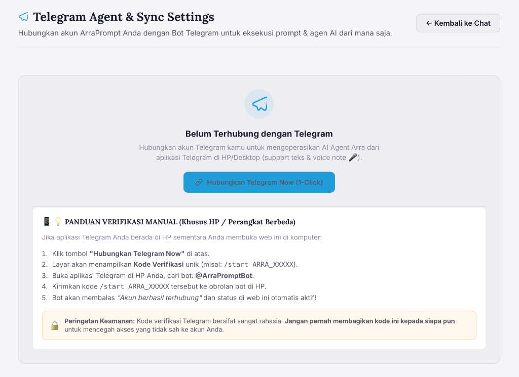 Telegram Agent & Direct Sync Settings